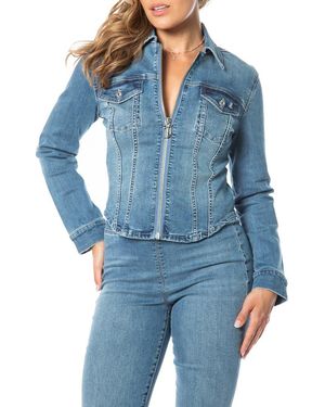 Juicy Couture Corset Style Front Zip Denim Jacket - Blue