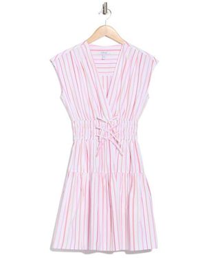 10 Crosby Derek Lam Tora Pinstripe Sleeveless Fit & Flare Dress - Pink