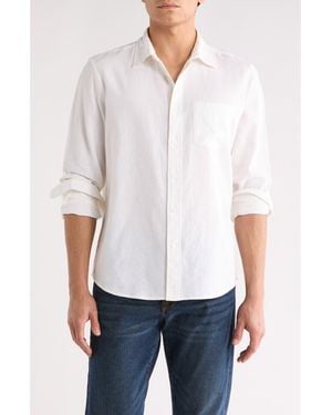 14th & Union Solid Linen Blend Button-Up Shirt - White