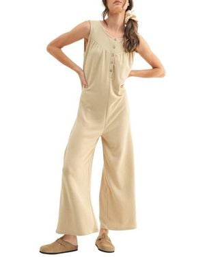 Wishlist Rib Knit Wide Leg Jumpsuit - Natural
