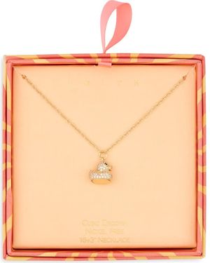 Leith Cubic Zirconia Rubber Ducky Pendant Necklace - Orange