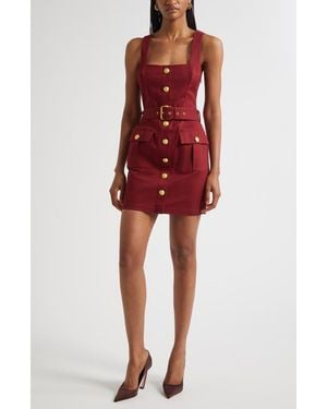 L'Agence Midy Button-Front Dress - Red