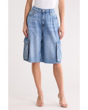 GOOD AMERICAN Denim Cargo Shorts - Blue