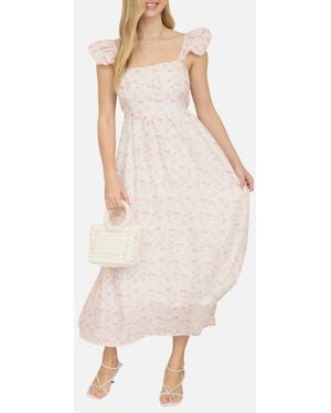 Blu Pepper Floral Print Midi Dress - Natural