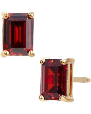 Savvy Cie Jewels Vermeil Sterling Emerald Cut Cz Box Stud Earrings - Red