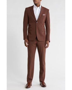 Gino Vitale Slim Fit Stretch 2-Piece Suit - Brown