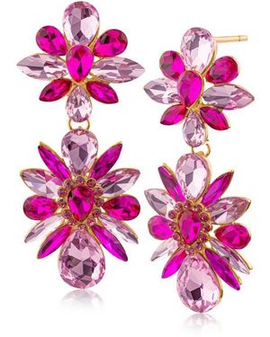 Jardin Crystal Cluster Drop Earrings - Pink