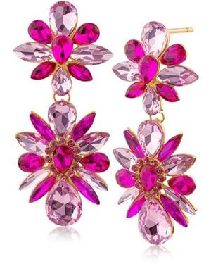 Jardin Crystal Cluster Drop Earrings - Pink
