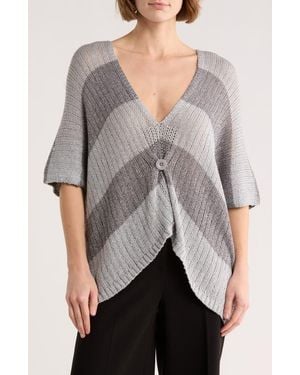 Forgotten Grace Buttoned V-Neck Tunic Top - Gray