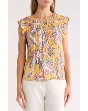 Nanette Lepore Flutter Sleeve Top - Multicolor