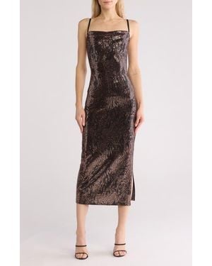 Bebe Zebra Stripe Sequin Cocktail Dress - Purple