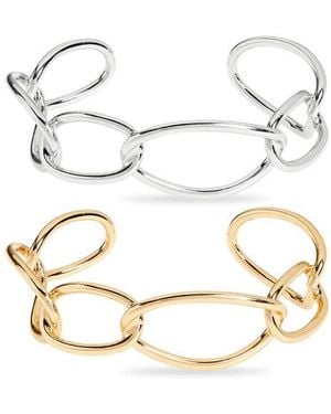 Tasha Set Of 2 Link Cuff Bracelets - White