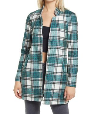 Vero Moda Katrine Buffalo Plaid Brushed Jacket - Blue