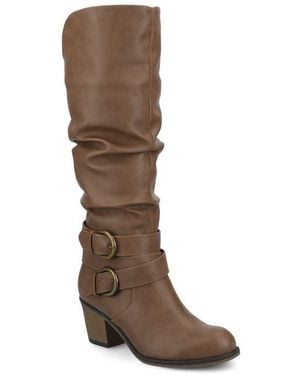 Journee Collection Journee Late Buckle Tall Boot - Brown