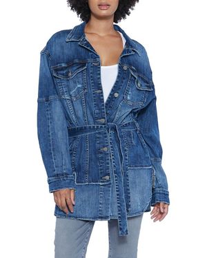 Wash Lab Denim Judo Belted Denim Jacket - Blue