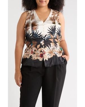 Tahari Tropical Print Sleeveless Top - Multicolor
