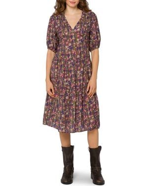 Velvet Heart Floral V-Neck Midi Tiered Dress