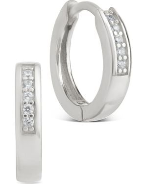 Sterling Forever Desiree Pavé Huggie Hoop Earrings - White