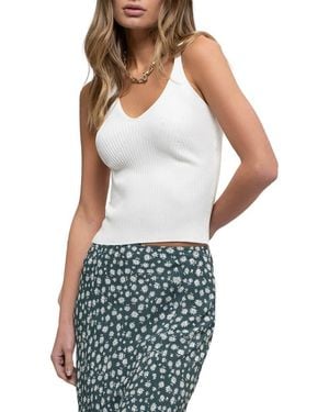 Blu Pepper V-Neck Ribbed Crop Tank - Blue