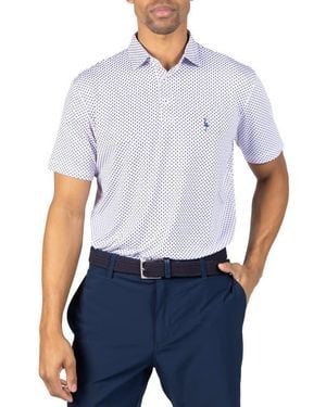 Tailorbyrd Stars Print Performance Polo - Blue