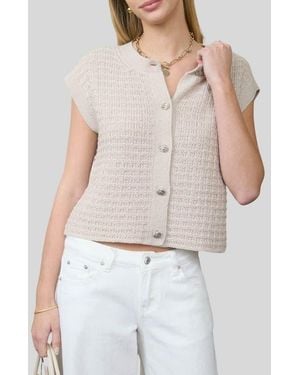 Blu Pepper Cap Sleeve Button Front Cardigan - White