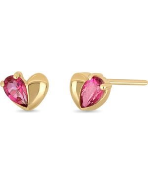 Bony Levy 14K Topaz Heart Stud Earrings - Pink