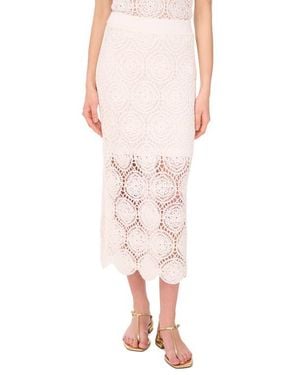 1.STATE Crochet Stitch Cotton Midi Skirt - Pink