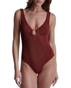 DKNY Island Ring One-Piece Swimsuit - Red