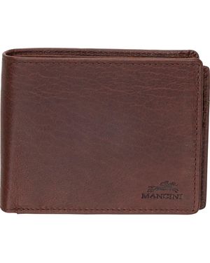 Mancini Buffalo Rfid Center Wing Wallet With Coin Pocket - Brown