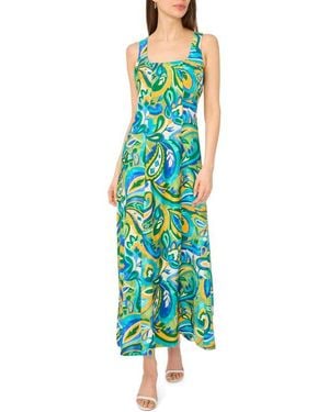 Halogen® Seamed Printed Maxi Dress - Green