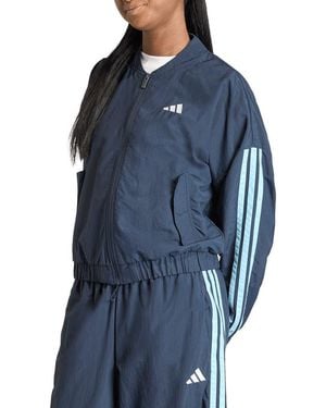 adidas 3-Stripes Windbreaker Bomber Jacket - Blue