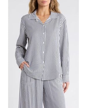 Splendid Stripe Seersucker Button-Up Shirt - Purple