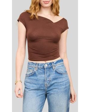 Blu Pepper Asymmetrical Neckline Knit Top - Blue