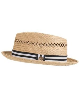Bruno Magli Vented Straw Fedora Hat - Natural