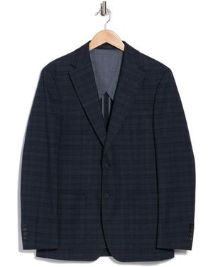 Calvin Klein Plaid Notch Lapel Sport Coat - Blue