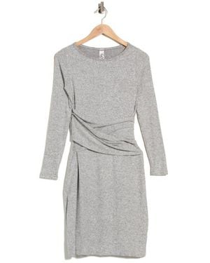 Go Couture Long Sleeve Wrap Style Dress - Gray