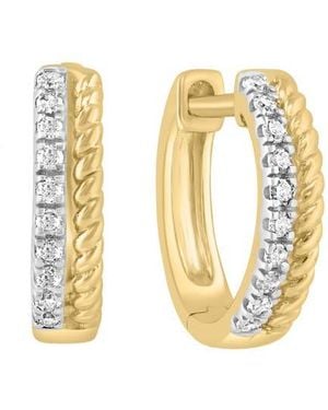 Effy Diamond Braided Two-Tone Hoop Earrings - Metallic