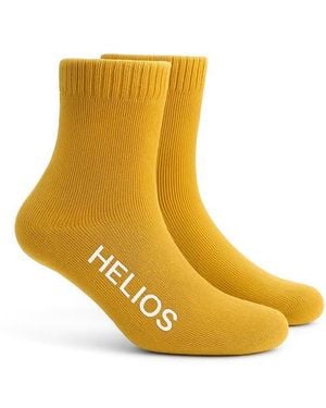 HELIOS THE HEATED COAT Thermal Retaining Wool Blend Crew Socks - Yellow