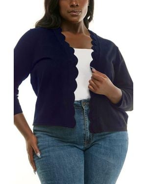 Nina Leonard Scalloped Bolero - Blue