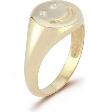 Sphera Milano Sterling & Cz Smiley Face Ring - Metallic