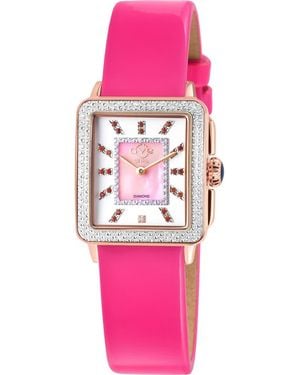 Gv2 Padova Leather Strap Diamond Watch, 27Mm X 30Mm - Pink