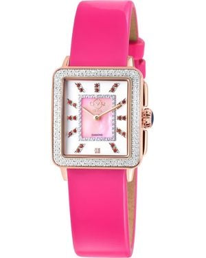 Gv2 Padova Leather Strap Diamond Watch, 27Mm X 30Mm - Pink