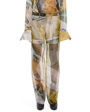 Helmut Lang Straight Leg Silk Pants - Natural