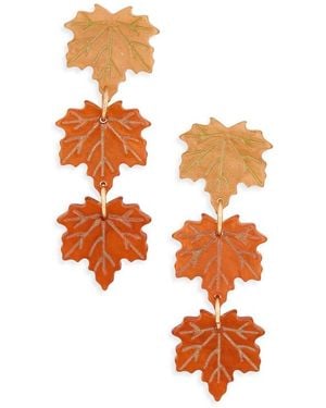 Leith Leaf Drop Earrings - Orange