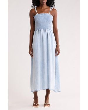 Splendid Tie Strap Denim Midi Dress - Blue
