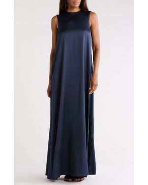 Twp Capitol Sleeveless Hammered Satin Gown - Blue