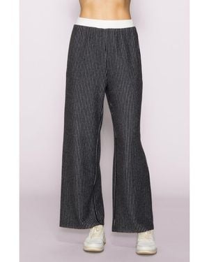 MELLODAY Stripe Wide Leg Knit Pants - Gray