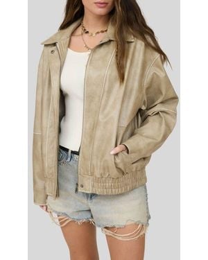 Blu Pepper Bomber Faux Leather Jacket - Natural