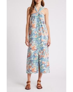 Faherty Bay Twist Seersucker Halter Dress - Blue