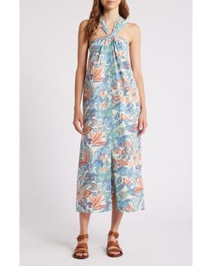 Faherty Bay Twist Seersucker Halter Dress - Blue